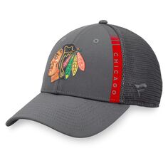 Мужская темно-серая мужская бейсболка Fanatics Chicago Blackhawks Authentic Pro Home Ice Trucker Snapback Hat