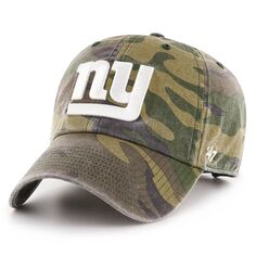 Мужская регулируемая кепка с камуфляжным принтом &apos;47 New York Giants Woodland Logo Clean Up