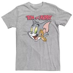 Мужская футболка с простым портретом и логотипом Tom And Jerry Licensed Character