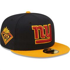 Мужская приталенная шляпа New Era темно-синего/золотого цвета New York Giants 75th Anniversary 59FIFTY