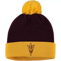 Мужская двухцветная вязаная шапка с манжетами и помпоном Top of the World Maroon/Gold Arizona State Sun Devils Core