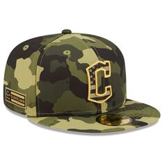 Мужская камуфляжная кепка New Era Cleveland Guardians 2022, полевая шляпа 59FIFTY в честь Дня вооруженных сил 59FIFTY