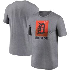 Мужская серая футболка Nike Heathered Detroit Tigers с местным логотипом Legend