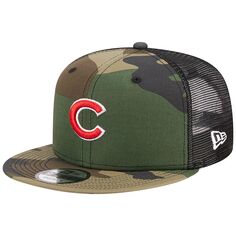 Мужская камуфляжная кепка New Era Chicago Cubs Woodland Camo Trucker 9FIFTY Snapback