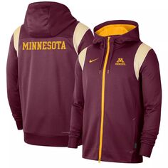 Мужская худи с молнией во всю длину Nike Maroon Minnesota Golden Gophers Sideline Performance