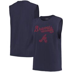 Мужская темно-синяя майка Majestic Threads Atlanta Braves Softhand Muscle Tank