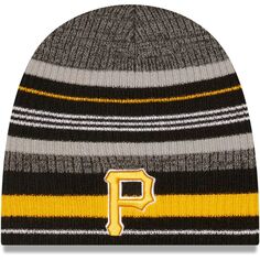 Мужская черная полосатая шапка-бини New Era Pittsburgh Pirates
