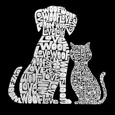 Собаки и кошки — мужская толстовка с капюшоном Word Art LA Pop Art