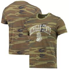 Мужская альтернативная одежда камуфляжная футболка с логотипом Tri-Blend штата Мичиган Spartans Arch