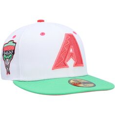 Мужская облегающая шляпа New Era белого/зеленого цвета Arizona Diamondbacks Inaugural Season Watermelon Lolli 59FIFTY