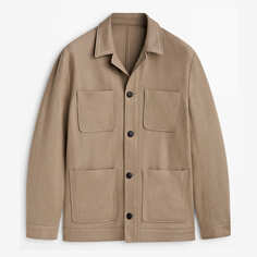 Куртка-рубашка Massimo Dutti False Plain Wool Blend, бежевый