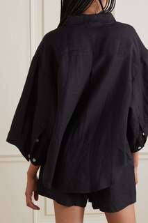 DEIJI STUDIOS Комплект из рубашки и шорт из стираного льна 03, черный
