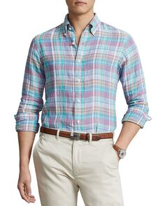 Рубашка Slim Fit в клетку на заказ Polo Ralph Lauren