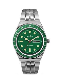 Часы Q Timex Reissue Green из нержавеющей стали 38 мм Timex, зеленый