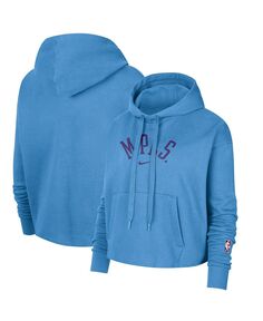 Женский укороченный пуловер с капюшоном с логотипом Los Angeles Lakers 2021/22 City Edition Essential синего цвета Nike