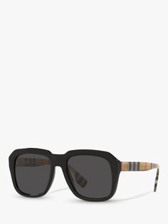 Мужские квадратные солнцезащитные очки Burberry BE4350, черные/мульти