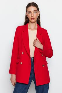 Пиджак оверсайз Trendyol на подкладке, темно-красный