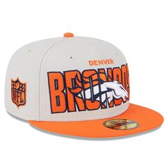 Мужская облегающая шляпа New Era Stone/Orange Denver Broncos 2023 NFL Draft On Stage 59FIFTY