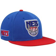 Мужская кепка Mitchell &amp; Ness синего/красного цвета из Нью-Джерси Nets из твердой древесины, классическая кепка Core Side Snapback