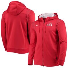 Мужская худи с молнией во всю длину Nike Red Team USA Performance