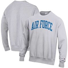 Мужской пуловер с принтом Champion Heathered Grey Air Force Falcons Arch обратного переплетения