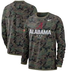 Мужская футболка с длинным рукавом Nike Camo Alabama Crimson Tide в стиле милитари