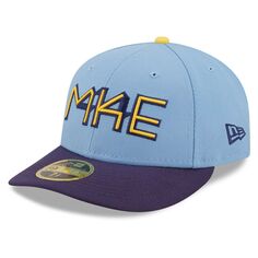 Мужская облегающая шляпа New Era Powder Blue Milwaukee Brewers 2022 City Connect Low Profile 59FIFTY