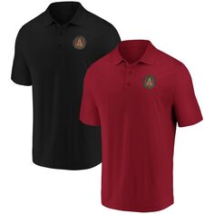 Мужской комплект из двух футболок-поло с фирменным логотипом Fanatics черного/красного цвета Atlanta United FC Primary