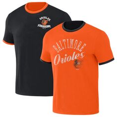 Мужская двусторонняя футболка Darius Rucker Collection от Fanatics черная/оранжевая Baltimore Orioles Two-Way Ringer