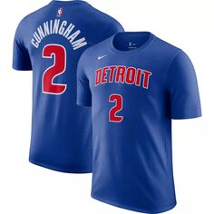 Мужская футболка Nike Cade Cunningham Blue Detroit Pistons Icon 2022/23 с именем и номером