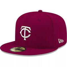 Мужская облегающая шляпа New Era Cardinal Minnesota Twins Logo белая 59FIFTY