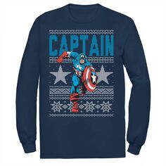 Мужская футболка-свитер с изображением Капитана Америки и уродливых рождественских звезд Marvel
