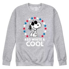 Мужской свитшот с рисунком Peanuts Snoopy Red White And Cool Americana Licensed Character