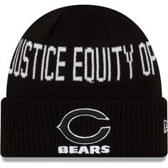 Мужская черная вязаная шапка New Era с манжетами Chicago Bears Primary Social Justice