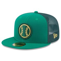 Мужская облегающая шляпа New Era Kelly Green Milwaukee Brewers 2023 ко Дню Святого Патрика 59FIFTY