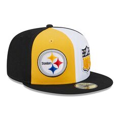 Мужская облегающая шляпа New Era Gold/Black Pittsburgh Steelers 2023 Sideline 59FIFTY
