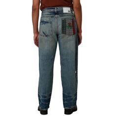 Мужские джинсы свободного кроя Blanco Label в винтажном стиле с потертыми и украшенными карманами