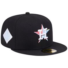 Мужская многоцветная комплектация New Era Black Houston Astros 59FIFTY приталенная шляпа