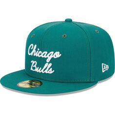 Мужская приталенная шляпа New Era Augusta Green Chicago Bulls Script 59FIFTY