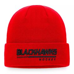 Мужская красная мужская вязаная шапка Fanatics с манжетами для раздевалки Chicago Blackhawks Authentic Pro