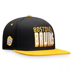 Мужская двухцветная бейсболка Snapback в стиле ретро черного/золотого цвета с логотипом Fanatics Boston Bruins Heritage