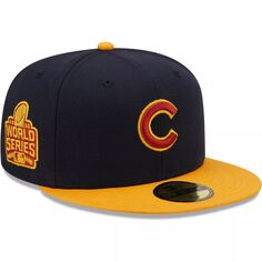 Мужская приталенная шляпа New Era темно-синего/золотого цвета с основным логотипом Chicago Cubs 59FIFTY