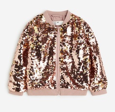 Куртка-бомбер H&amp;M Sequined, светло-розовый, золотой H&M