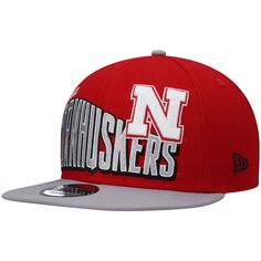 Мужская двухцветная винтажная шляпа Snapback New Era Scarlet Nebraska Huskers Wave 9FIFTY