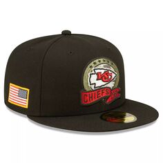 Мужская облегающая шляпа New Era Black Kansas City Chiefs 2022 Salute To Service 59FIFTY