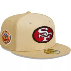 Мужская приталенная шляпа New Era хаки San Francisco 49ers из рафии спереди 59FIFTY