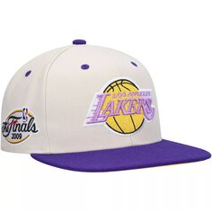 Мужская шляпа Mitchell &amp; Ness кремового/фиолетового цвета Лос-Анджелес Лейкерс 2009 NBA Finals из твердой древесины классическая облегающая шляпа