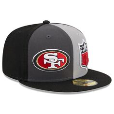 Мужская приталенная кепка New Era серая/черная San Francisco 49ers 2023 Sideline 59FIFTY