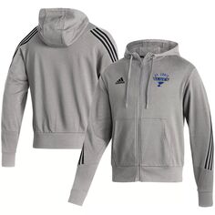 Мужская худи adidas Heathered Grey St. Louis Blues Fashion с молнией во всю длину