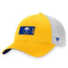 Мужская фирменная золотисто-белая бейсболка Buffalo Sabers Fanatics Authentic Pro Rink Trucker Snapback Hat